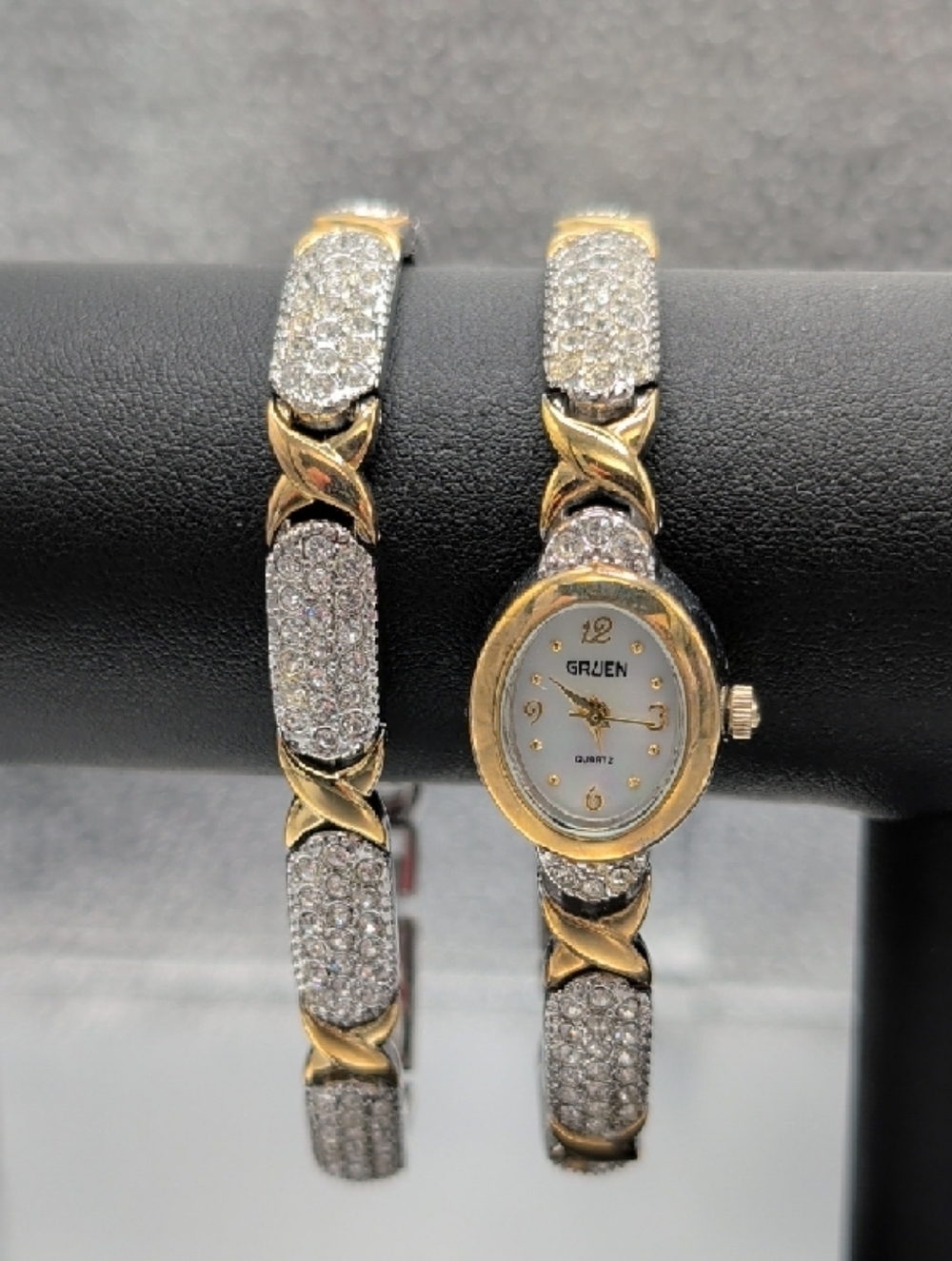 Gruen Gold & Silver Crystal Bracelet Watch Set - Gold and Silver - Picture 10 of 12